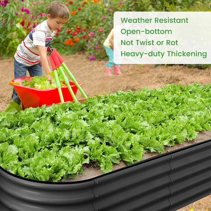 2 Pcs 4.5x2x1ft Oval Raised Garden Bed, Galvanized Raised Beds,Open-Ended Base Metal Raised Planter