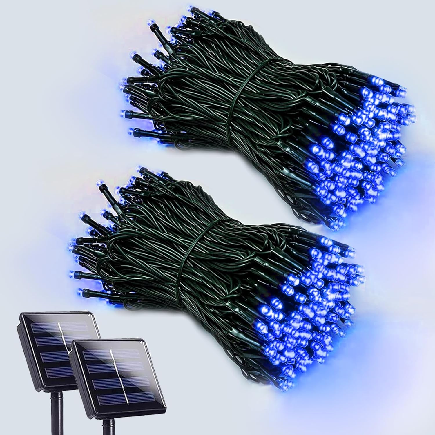 2 Pack 200 LED Solar String Lights Outdoor, Solar Christmas Lights with 8 Lighting Modes