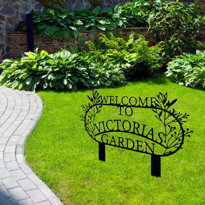 Personalized Metal Garden Sign with Stake, Custom Garden Decor for Outdoor, Custom Family Name