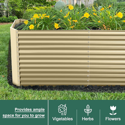 Land Guard 6x3x3ft Rectangular Galvanized Raised Garden Beds, Large-Capacity Metal Planter Box