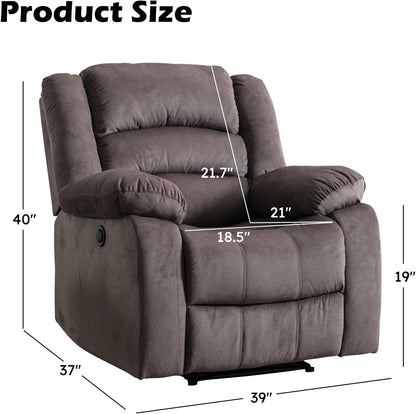 EBELLO Classic Power Recliner Chair, Oversized Electric Reclining Chair with Overstuffed Cushion