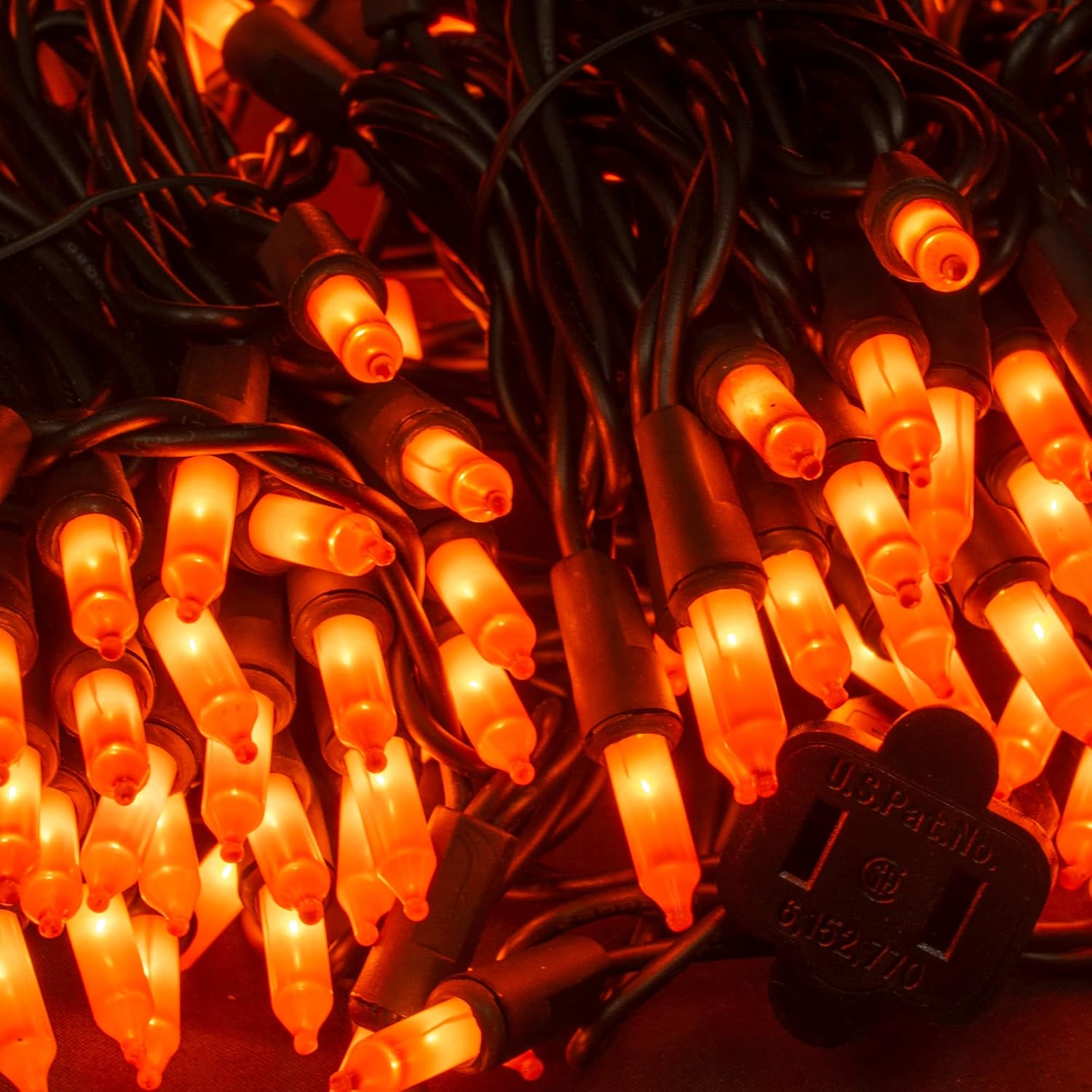 Dazzle Bright Orange Halloween Mini Lights, 20FT 100 Count Waterproof Incandescent Lights Plug in