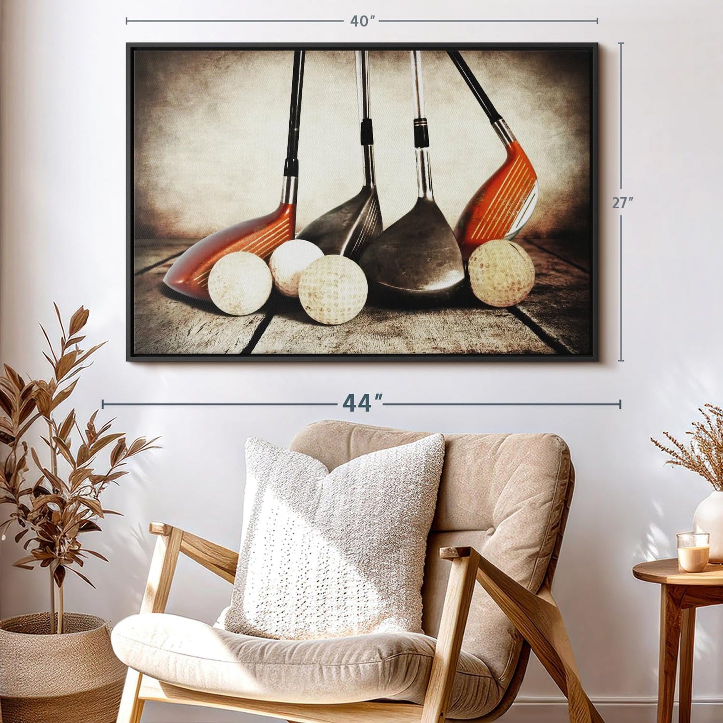 Elephant Stock Golf Sets Wall Art - Horizontal Framed Canvas - 1-Piece Mancave Wall Decor