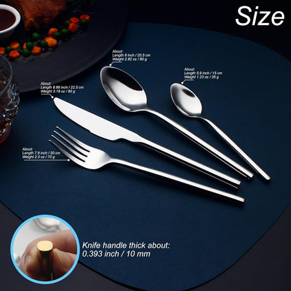 24 Piece Silverware Set For 6 Heavy duty 18/10 Stainless Steel Flatware Set Modern Design