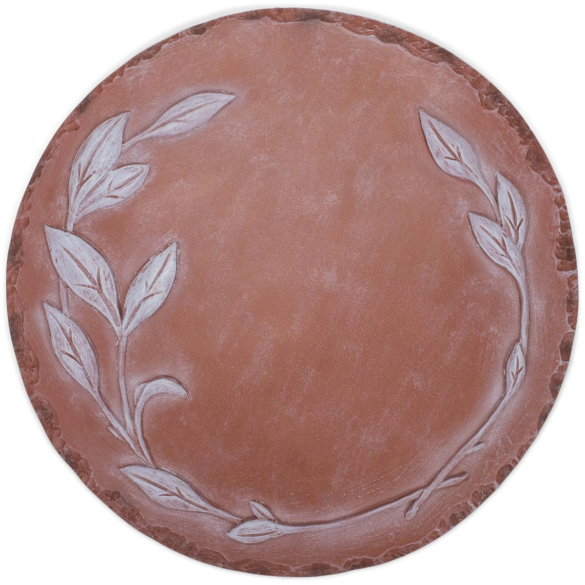 NAT & Jules Floral Laurel Wreath Leaves Pattern Dimensional Indoor Outdoor 12 inch Round Cast Resin
