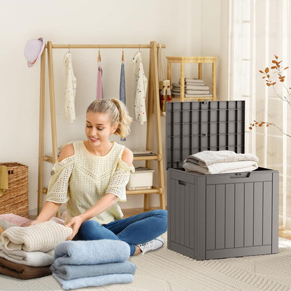 31 Gallon Resin Deck Box, Lockable Patio Outdoor Storage Box for Furniture, Garden Tools and Tools