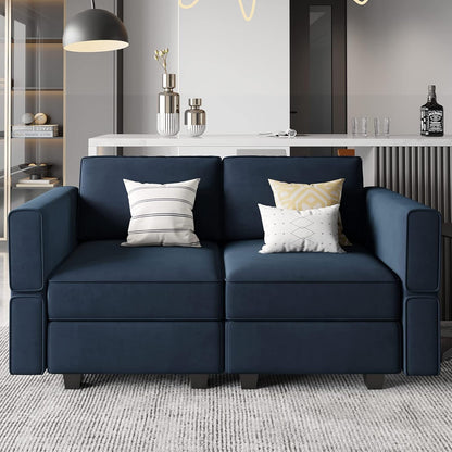 Belffin Modular Loveseat Sofa Couch with Storage Seats Velvet 2 Seater Love Seats for Small Spaces