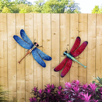 Metal Dragonfly Garden Art Decorations,-17.5 inches Outdoor Hanging Wall Decor Sculptures for Home