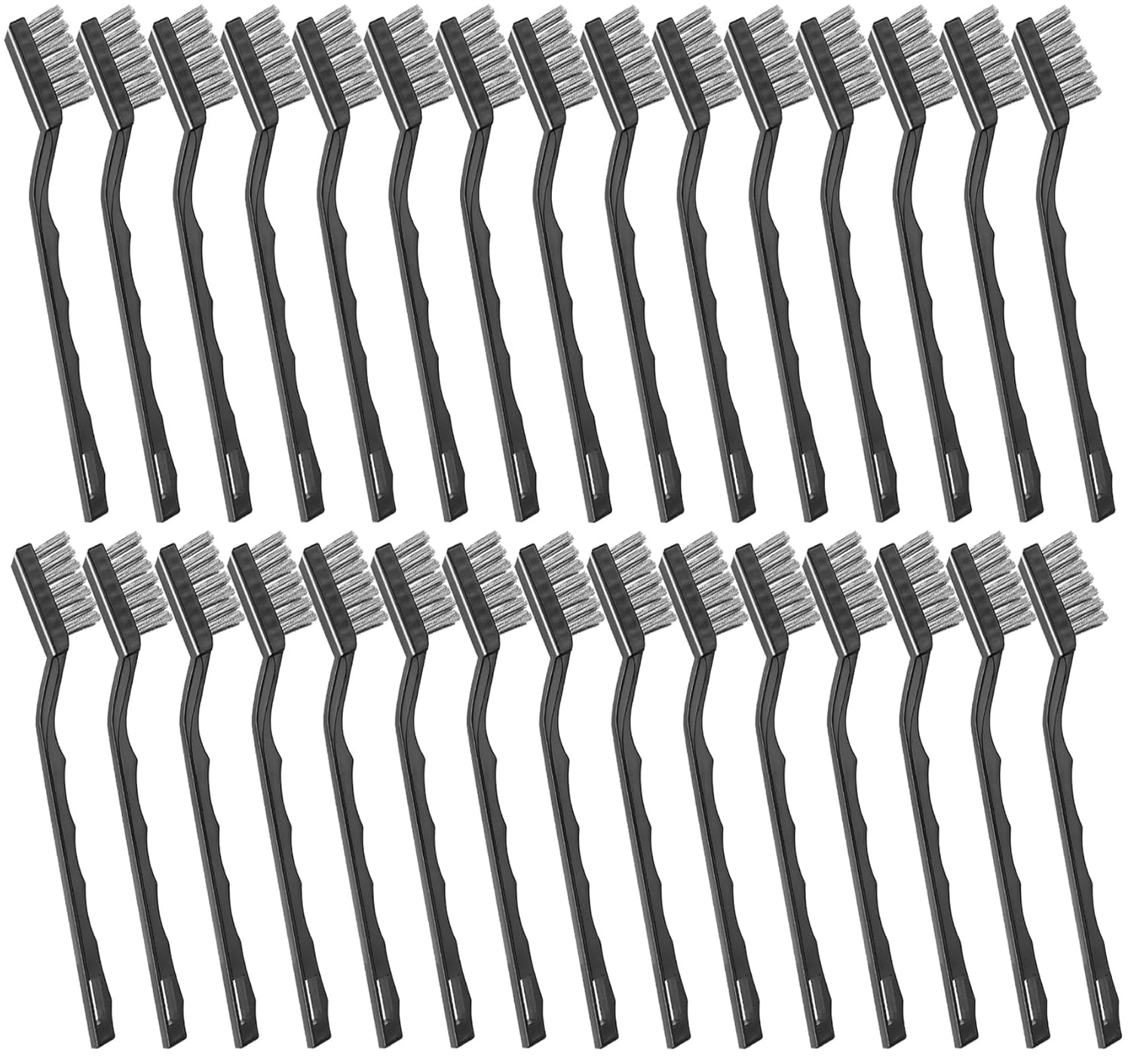 Jeffbaubl 30 Pieces Mini Wire Brush,6.7 Inch Stainless Steel Scratch Brushes,Wire Bristles