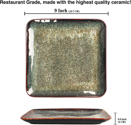 Ceramic Dinner Plates Dish Set, Set of 4, Microwave Oven and Dishwasher Safe, Scratch Resistant