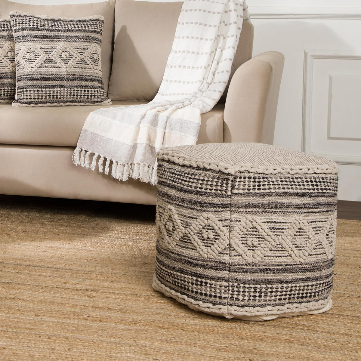 REDEARTH · Tufted Pouf Ottoman with Filler Textured Storage Cube Bean Bag Pouffe Footrest for