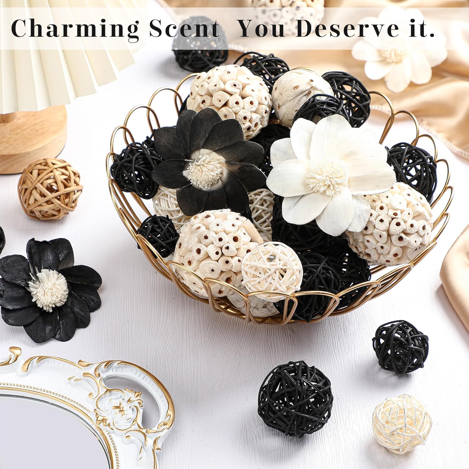 Riceshoot 2 Pack Decorative Balls Potpourri Bowl Filler Decor Natural Vase Bowl Filler Assorted