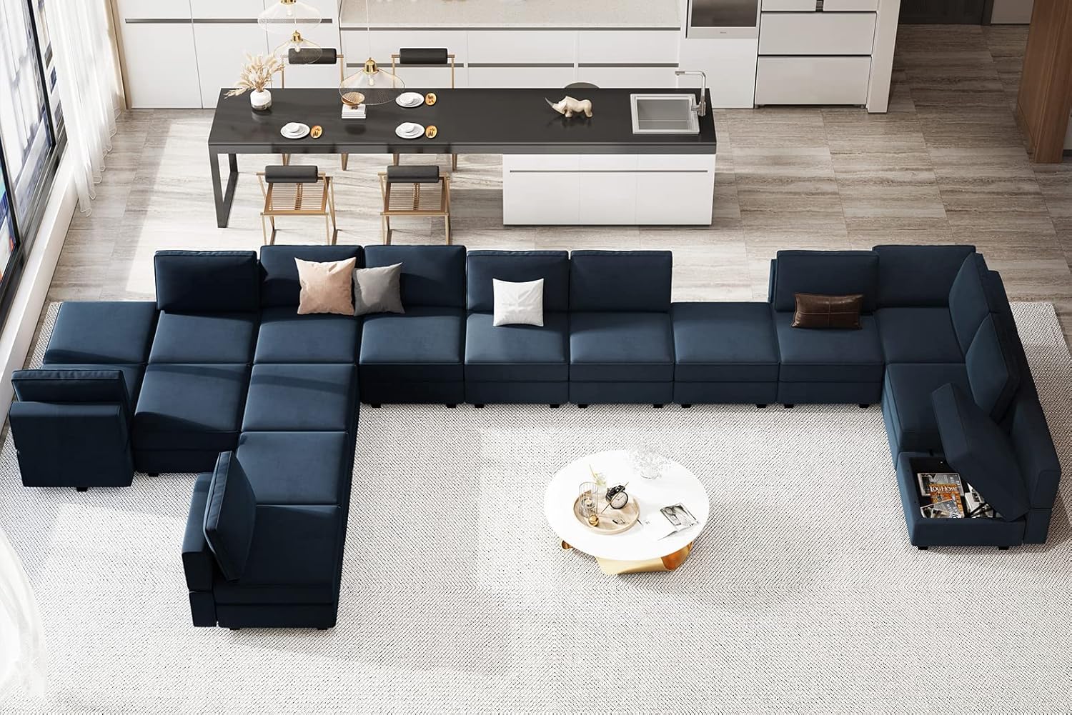 Belffin Modular Sectional Sofa with Storage Seats Velvet L Shaped Corner Couch Convertible