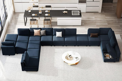Belffin Modular Sectional Sofa with Storage Seats Velvet L Shaped Corner Couch Convertible