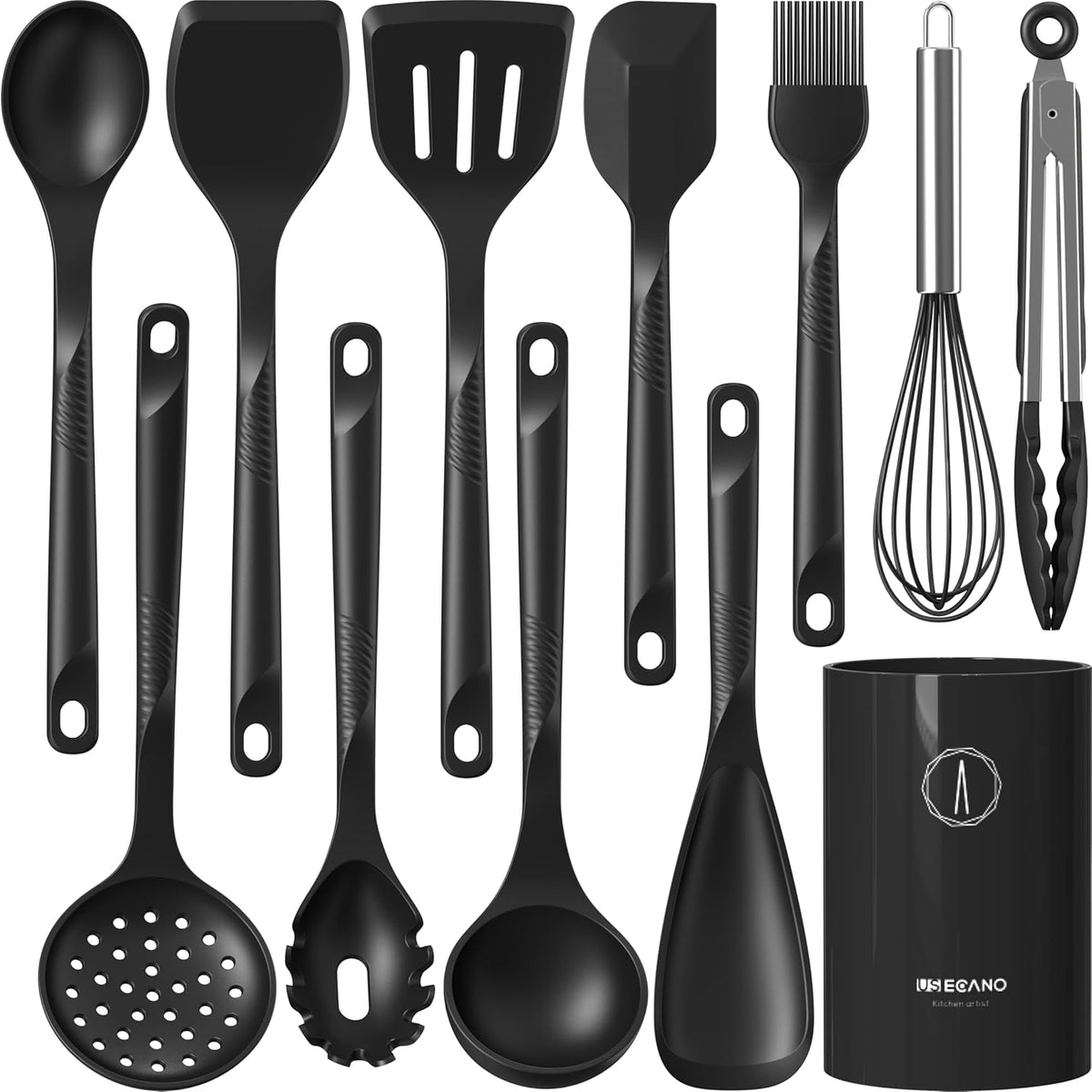 Silicone Cooking Utensils Set - 600°F Heat Resistant, Nonstick Kitchen Utensil Set with Spatulas