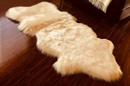 LAMBZY Faux Sheepskin Hypoallergenic Free Shape Silky Shag Rug, Luxury Shaggy Silky Plush Carpet