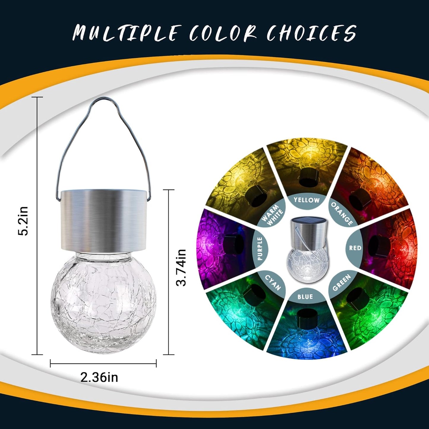 GIGALUMI 16 Pack Solar Outdoor Lights - Hanging Lights for Christmas Decoration - Cracked Glass