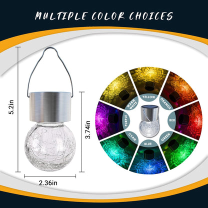 GIGALUMI 16 Pack Solar Outdoor Lights - Hanging Lights for Christmas Decoration - Cracked Glass