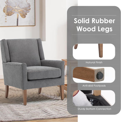 COLAMY Modern Wingback Living Room Chair Set of 2, Upholstered Fabric Accent Armchair, Single Sofa