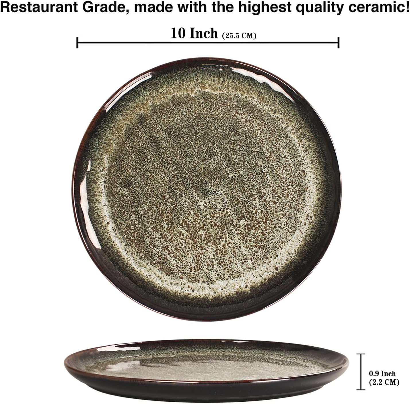 Ceramic Dinner Plates Dish Set,Set of 4,for Lunch snacks -Microwave Oven & Dishwasher Safe,Scratch