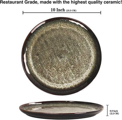 Ceramic Dinner Plates Dish Set,Set of 4,for Lunch snacks -Microwave Oven & Dishwasher Safe,Scratch