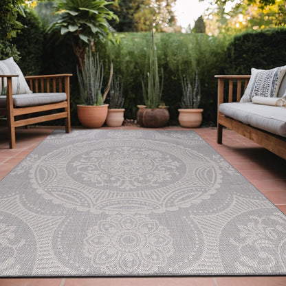 Medallion Outdoor Rug 8x10 Washable Outside Carpet for Indoor Patio Porch Waterproof Easy Cleaning