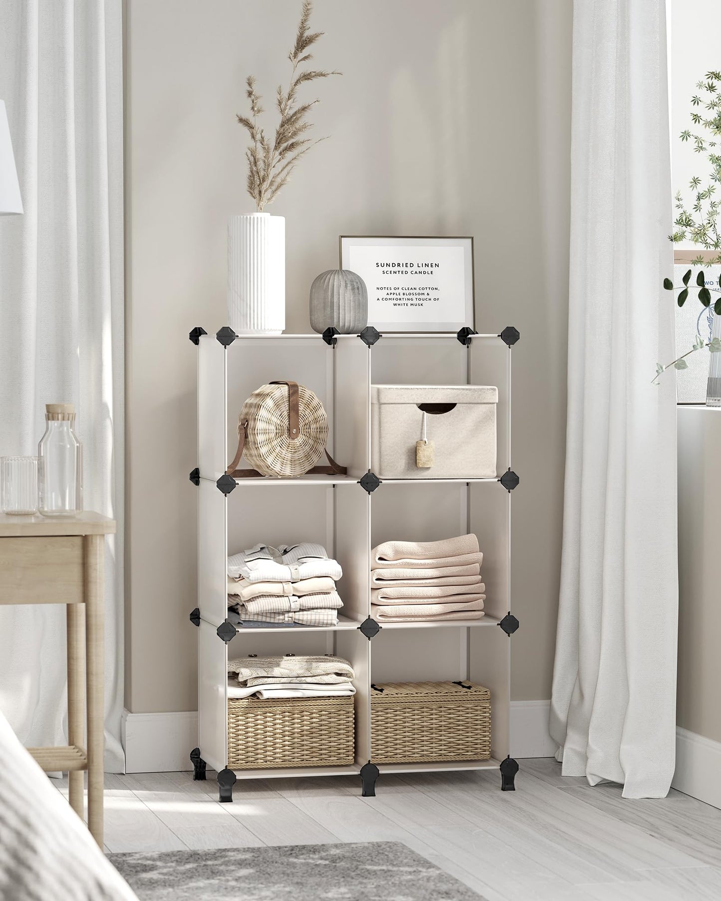 SONGMICS 6 Cube Storage Organizer, DIY Closet Shelf, Plastic Clothes Organizer, Modular Bookcase