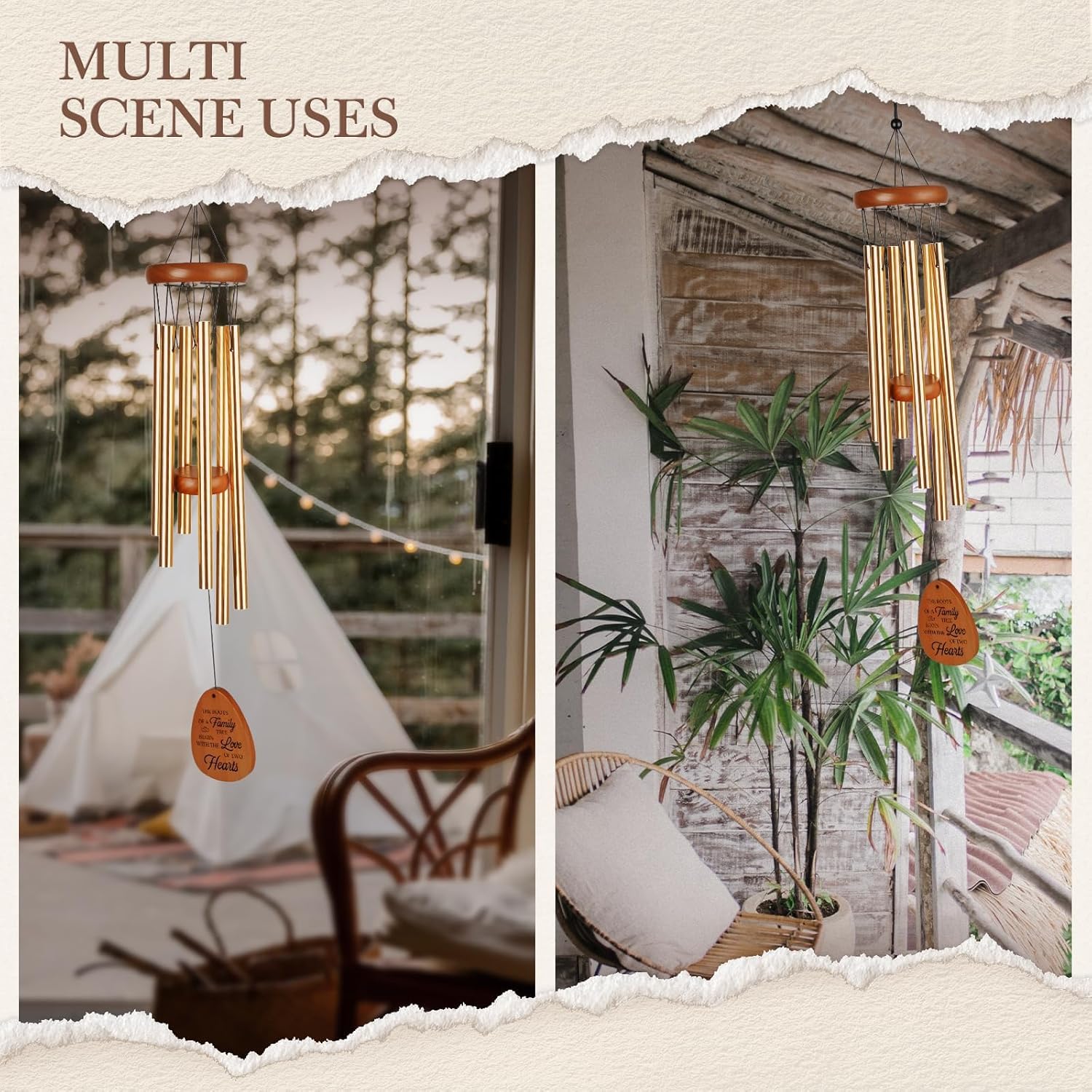 60th Wedding Anniversary Wind Chime, Happy 60th Anniversary Romantic Gifts for Couple, Parents