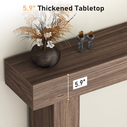 63 Inch Long Console Table for Entryway, Farmhouse Wood Rectangular Sofa Table Behind Couch Table