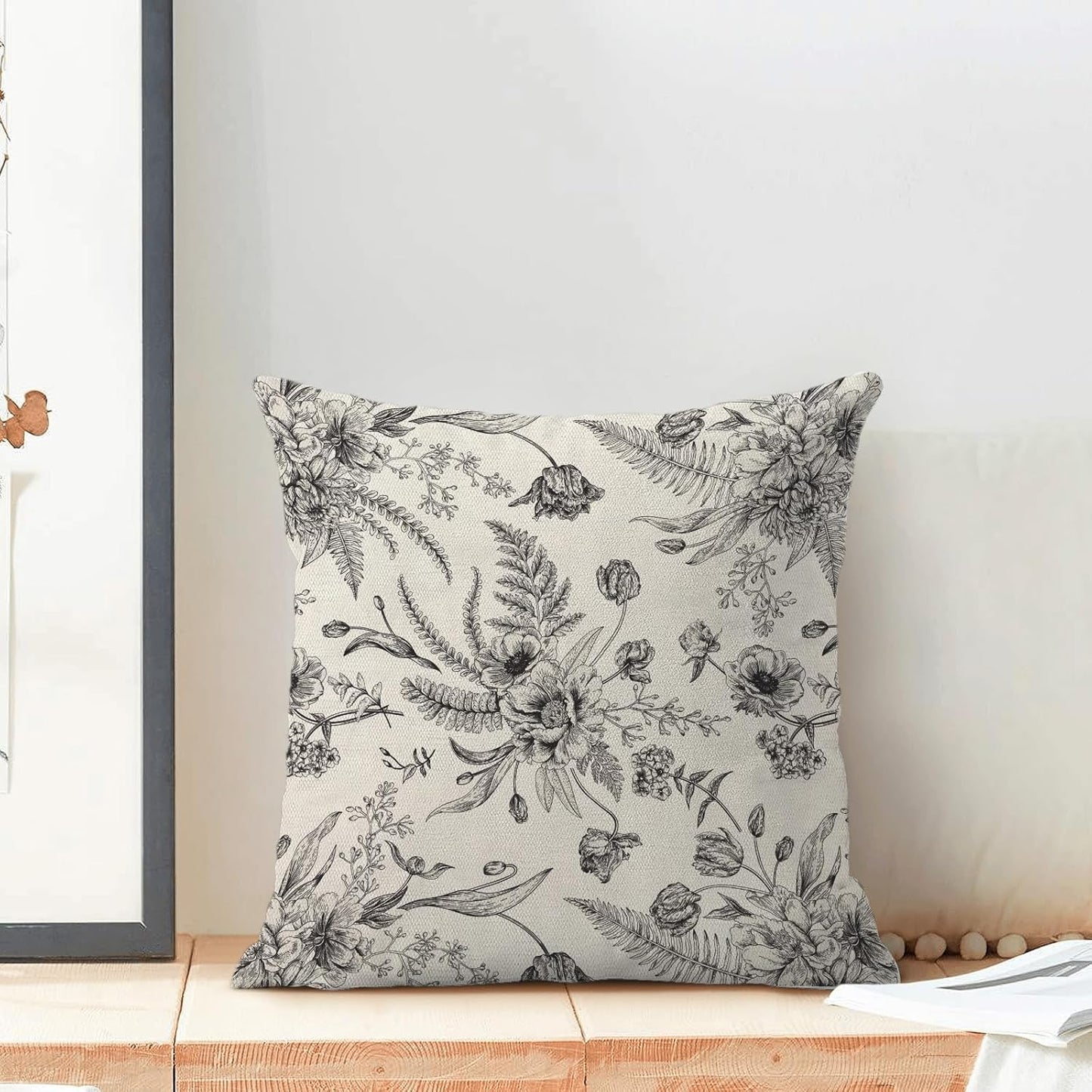 CXMEIFLY Spring Floral Leaves Pillow Covers 18 x 18 Inch Set of 2 for Chinoiserie Flowers Decor