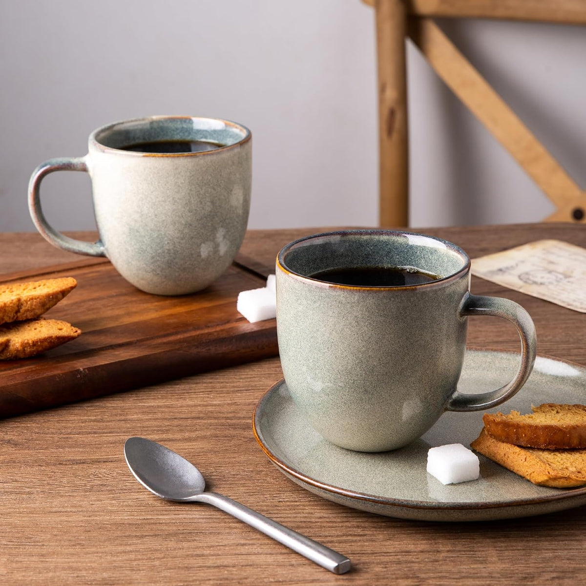 AmorArc 12oz Coffee Mugs, Ceramic Coffee Mugs set of 6 for Man, Woman, Dad, Mom, Modern Coffee Cups