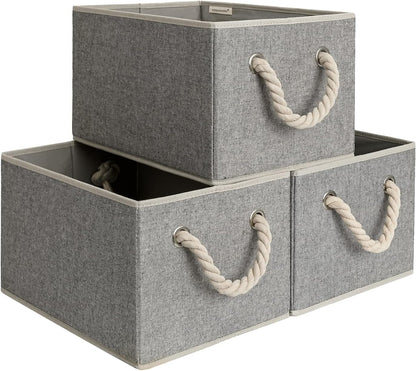 StorageWorks Storage Baskets for Shelves, Foldable Fabric Closet Storage Bins with Handles, Fabric