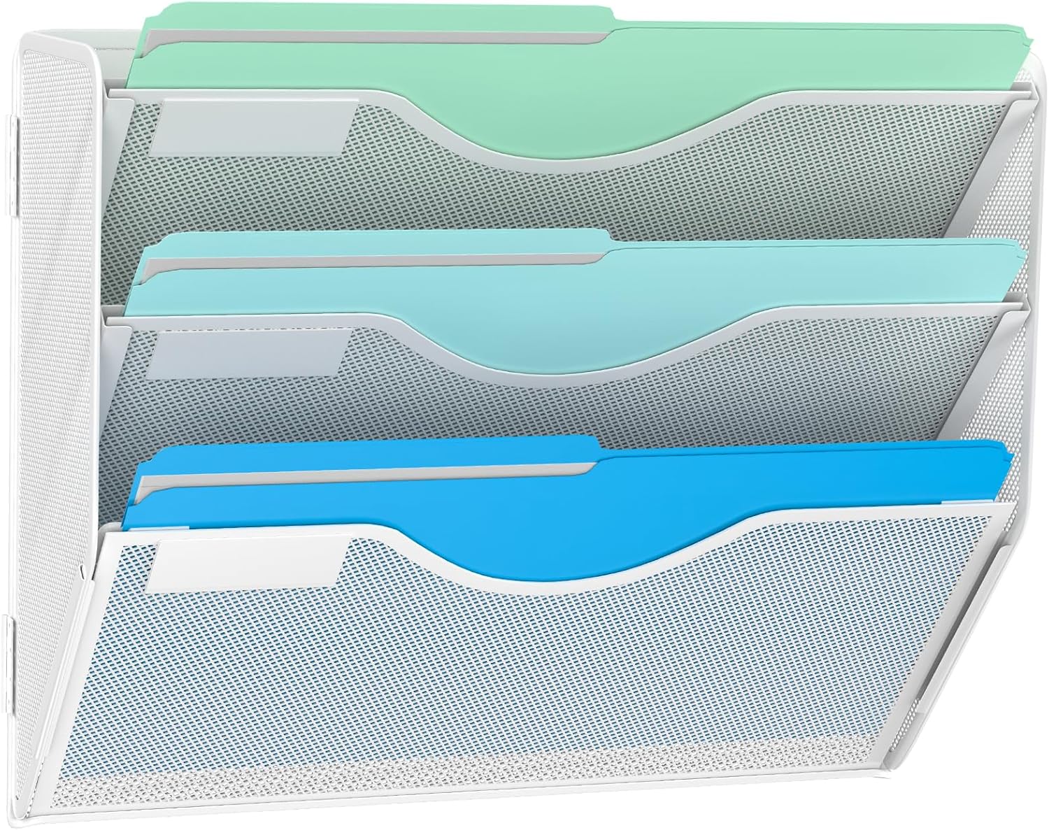 3 Tier Hanging Wall File Organizer, Mesh Mail Paper Orgnization Hanging File Folder Holder for Home