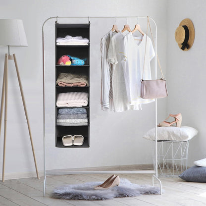 MAX Houser 6 Tier Shelf Hanging Closet Organizer, Closet Hanging Shelf with 2 Sturdy Hooks for