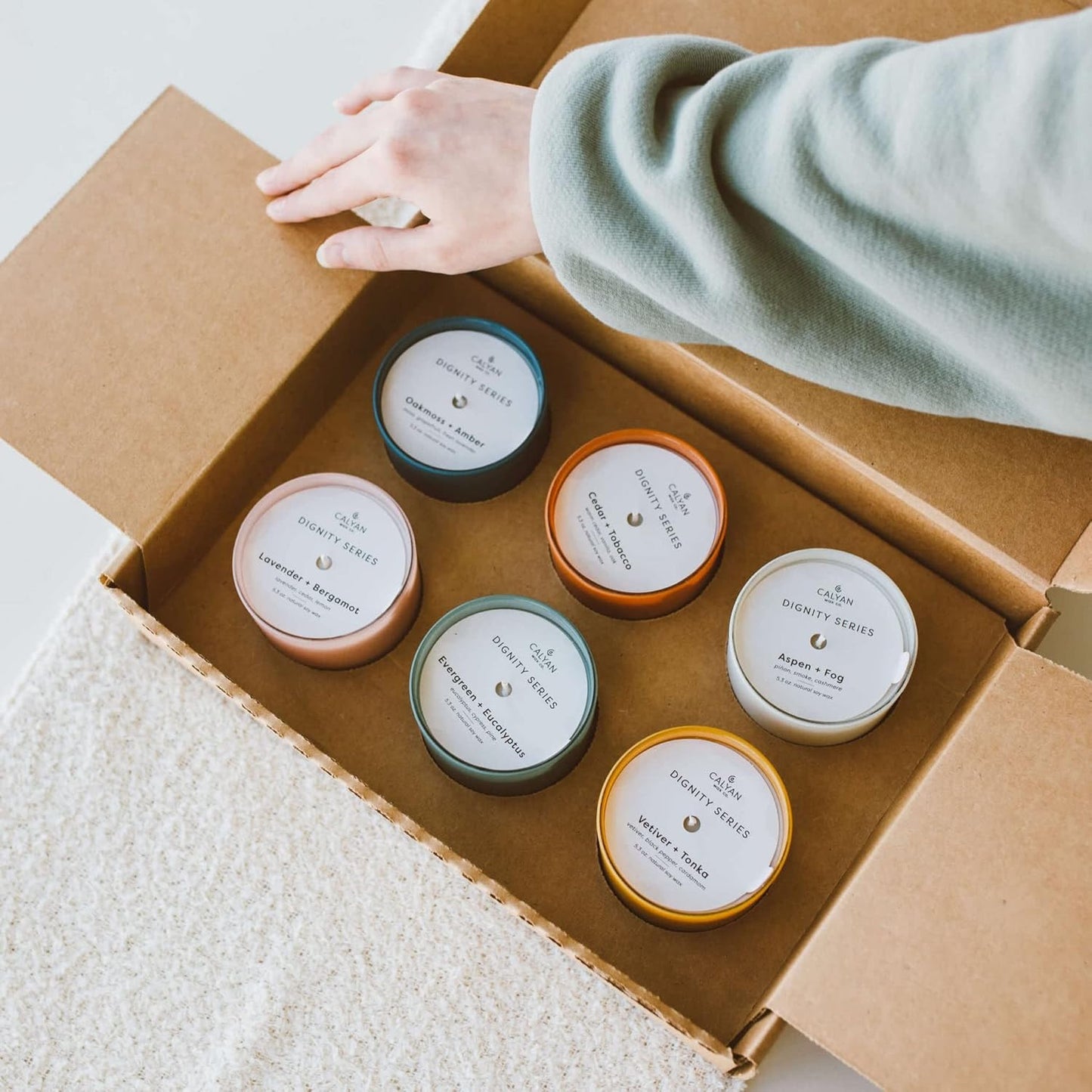 Calyan Wax Co. Scented Candle Gift Set, The Dignity Series Set of 6 Aromatherapy Soy Candles, Non