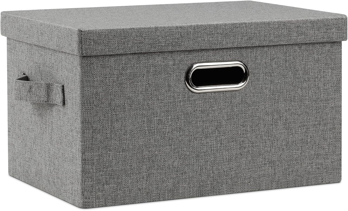Medium 15" 21 Quart Collapsible Stackable Storage Bins with Lids, 1 Pack Gray Foldable Fabric