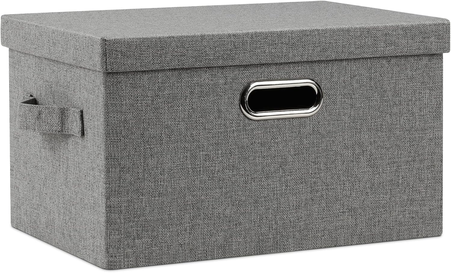 Medium 15" 21 Quart Collapsible Stackable Storage Bins with Lids, 1 Pack Gray Foldable Fabric