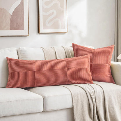 Fancy Homi 2 Packs Coral Decorative Throw Pillow Covers 22x22 Inch for Living Room Couch Bed