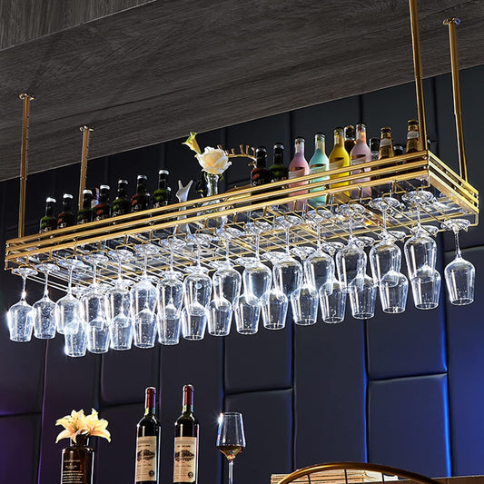 Ceiling Wine Rack&Hanging, Adjustable Hanging Wine Rack with Acrylic Board for Bar Cafe Kitche