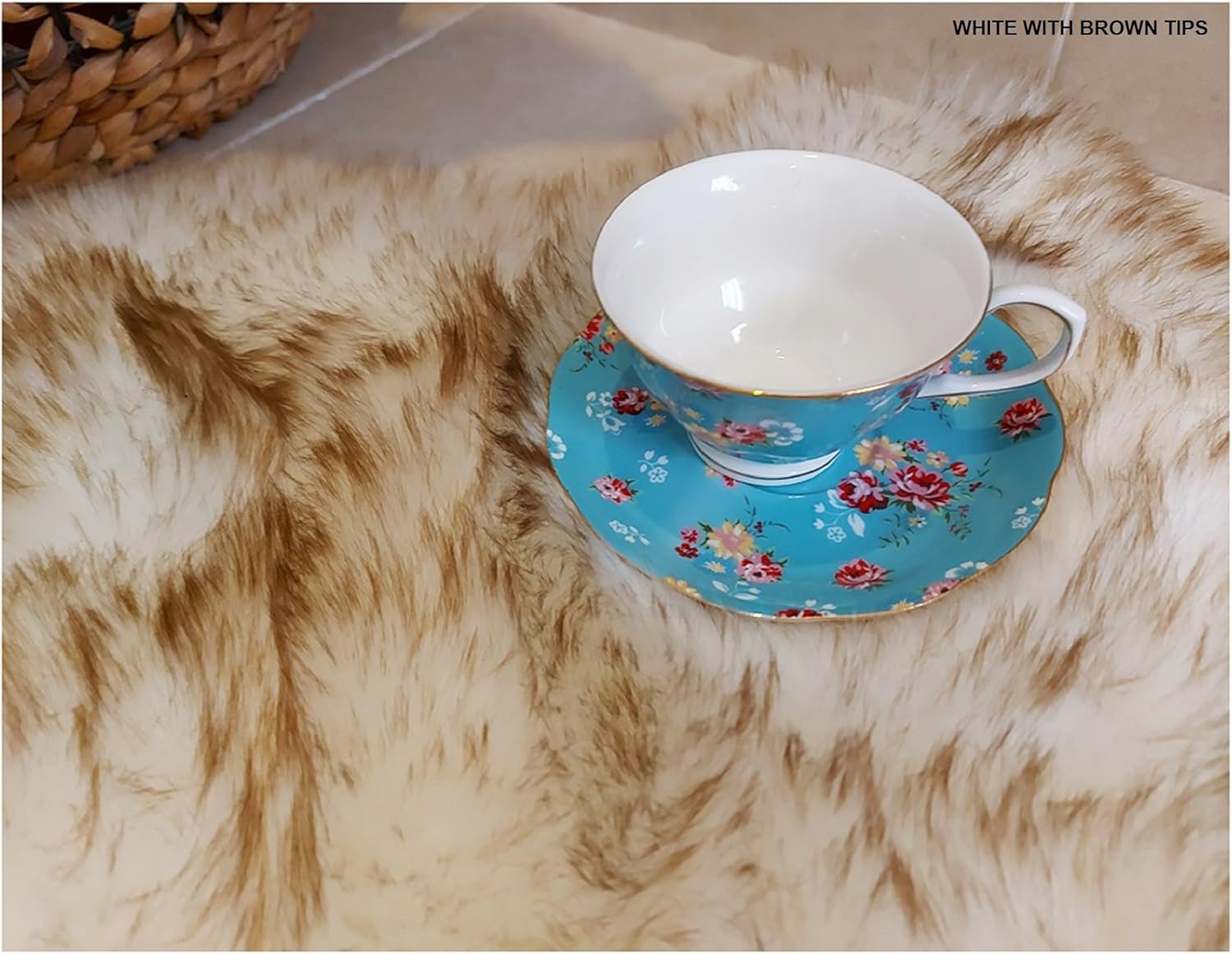 LAMBZY Faux Sheepskin Hypoallergenic Free Shape Silky Shag Rug, Luxury Shaggy Silky Plush Carpet