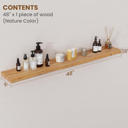 Floating Shelves for Wall Decor, Rustic Solid Elm Wood Live Edge Floating Shelves Wall Mounted