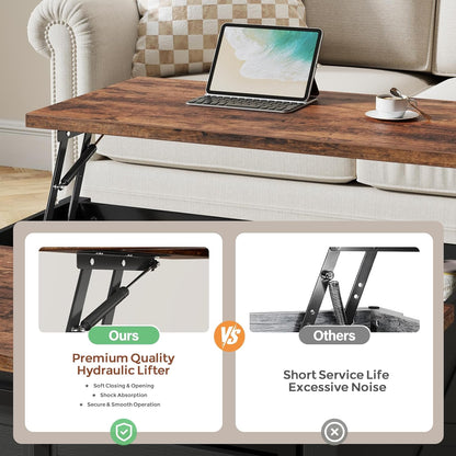 31.5" Lift Top Coffee Table with Storage, Farmhouse Coffee Tables for Living Room, Square Coffee