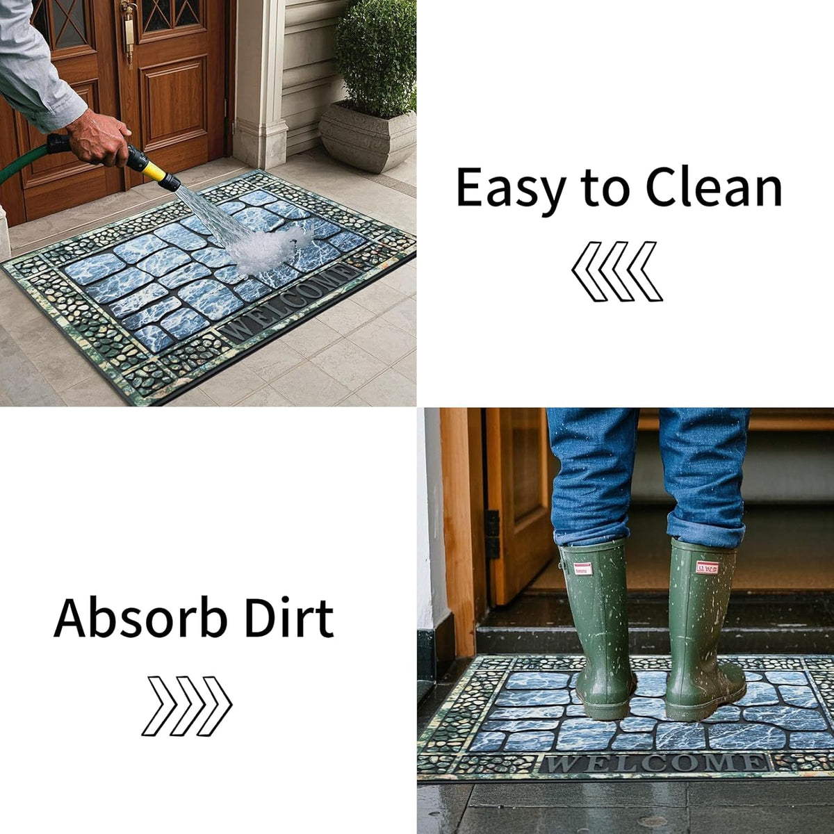 Door Mat Welcome Mat, Heavy Duty Door Mat 17.7 x 29.5 Inch Front Door Mat Rug Doormat for Outdoor