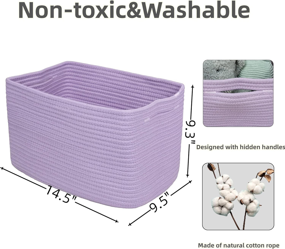 Cotton Rope storage Basket Bins Woven Basket for Organizing Shelves Rectangle Decorative Baskets