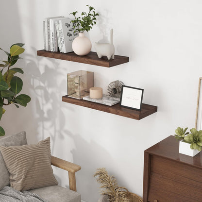 Rustic Wood Floating Shelves 32 Inch Long, 9 Inch Deep Wall Shelves for Home Decor, 32 x 9 Floating