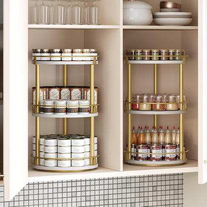 3-Tier Lazy Susan, Rotating Spice Rack, Spinning Organizer, Industrial Turntable Spice Rack for
