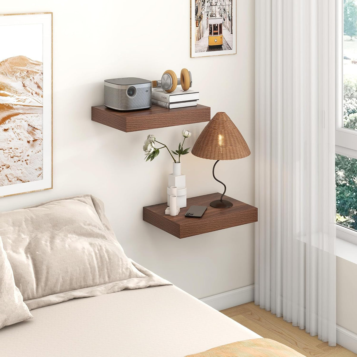 Deep Floating Shelves for Wall | 16 Inch Wide x 12 Inch Deep Floating Shelves Set of 2 | Rustic