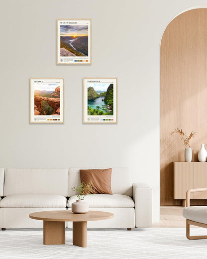 HesenDot Natural OAK Wood Framed Philippines Natural Scenery Wall Art,12x16in Busuanga Island