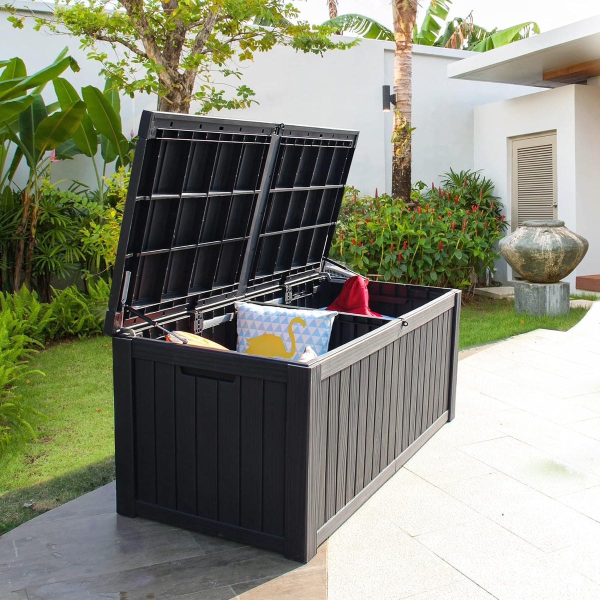 YITAHOME 150 Gallon Large Deck Box w/Divider, XL Waterproof Outdoor Storage for Patio