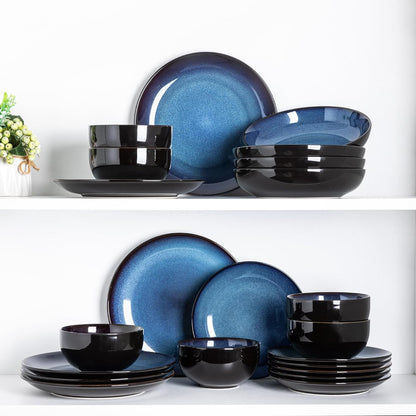 LERATIO Ceramic Dinnerware Sets for 4,Stoneware Coupe Plates and Bowls Sets,Highly Chip and Crack